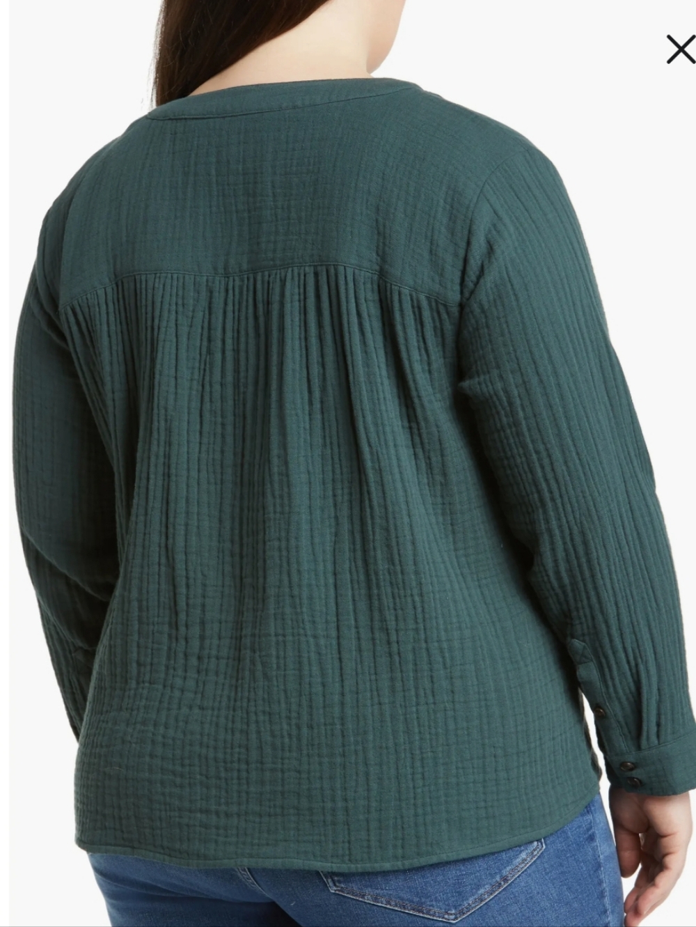 Madewell Womens Slate Green Lightspun Long Sleeve Double Gauze Top Size Large - Picture 2 of 15